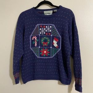 vintage Northern Isles Hand Embroidered Christmas holiday sweater